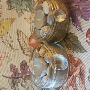Candle Holder's In Clear Glass Jars With Sand & Seashells. Handmade